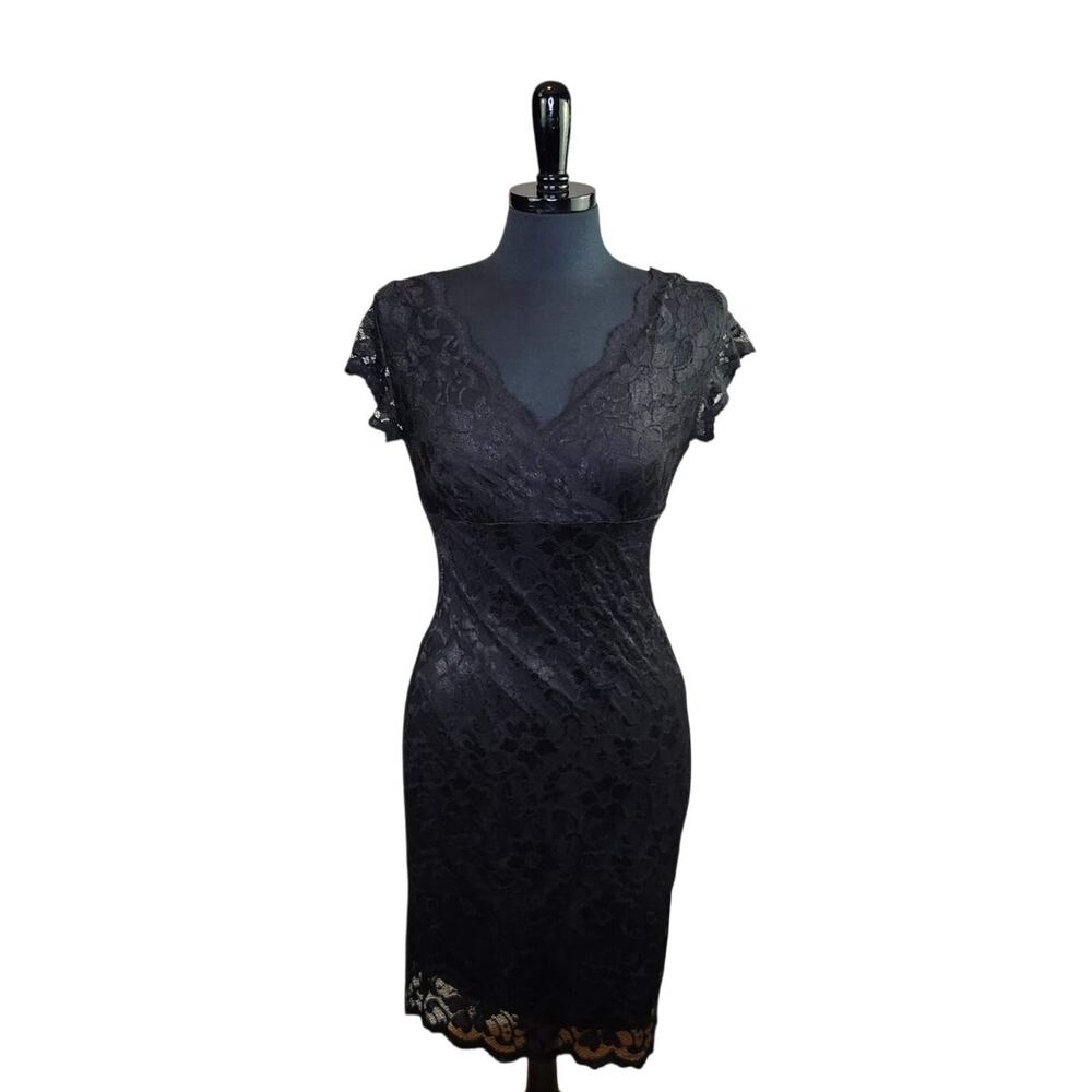 Marina Black Dress Lace Stretch Bodycon Cocktail Event Evening Noir 6